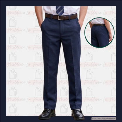 Pantalón con elástico atrás Adulto - Molde digital