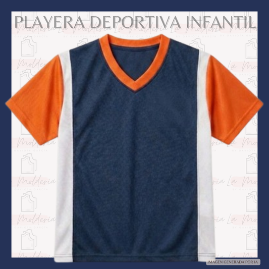 Playera Deportiva Escolar Infantil - Molde digital
